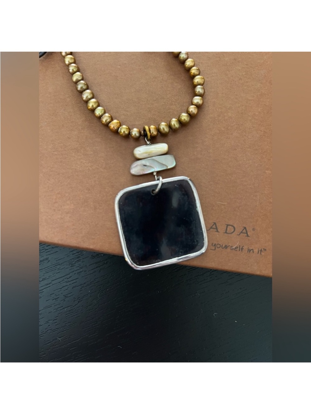 Silpada Black and Gold Square Pendant Necklace - Picture 2 of 3